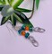 Turquoise Aqua and Orange Dangle Earrings, Fire Polished Aqua and Beach Glass Orange Earrings, Matte Orange and Turquoise Aqua Earrings product 2